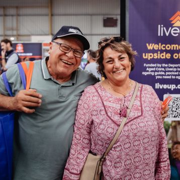 An older couple attending an expo
