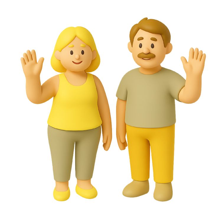 Claymation couple waving
