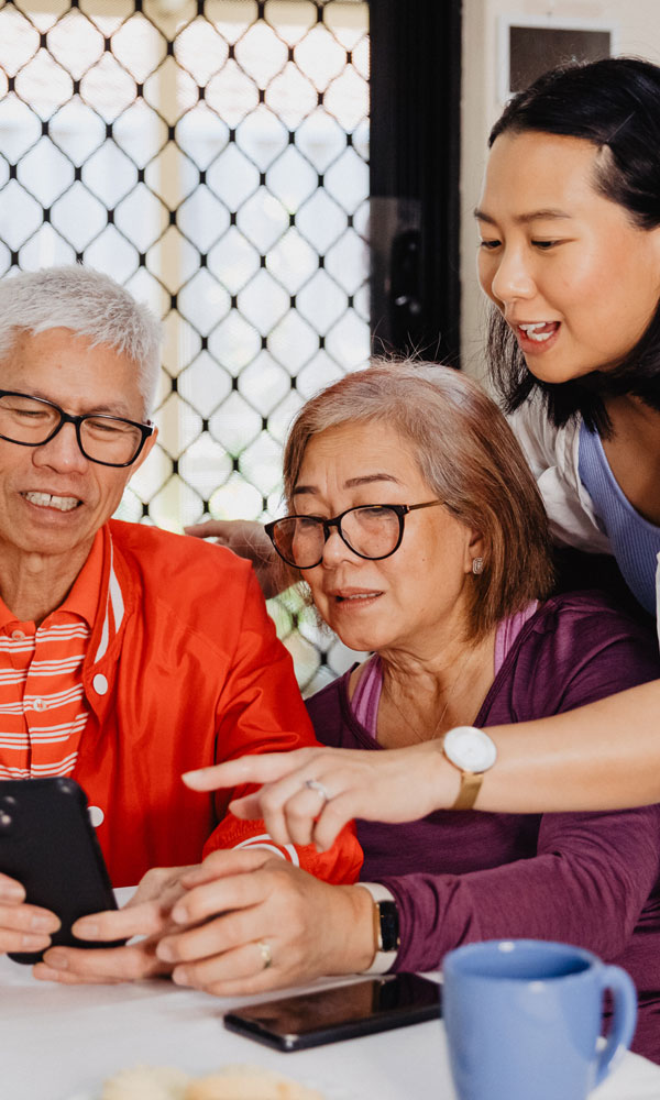 older people using an augmented reality app